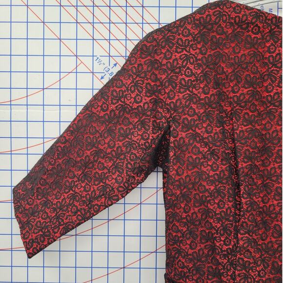 Vintage 60s Black Lace Fit Flare Cocktail Dress Retro Glam Classic Evening Look - Picture 9 of 12